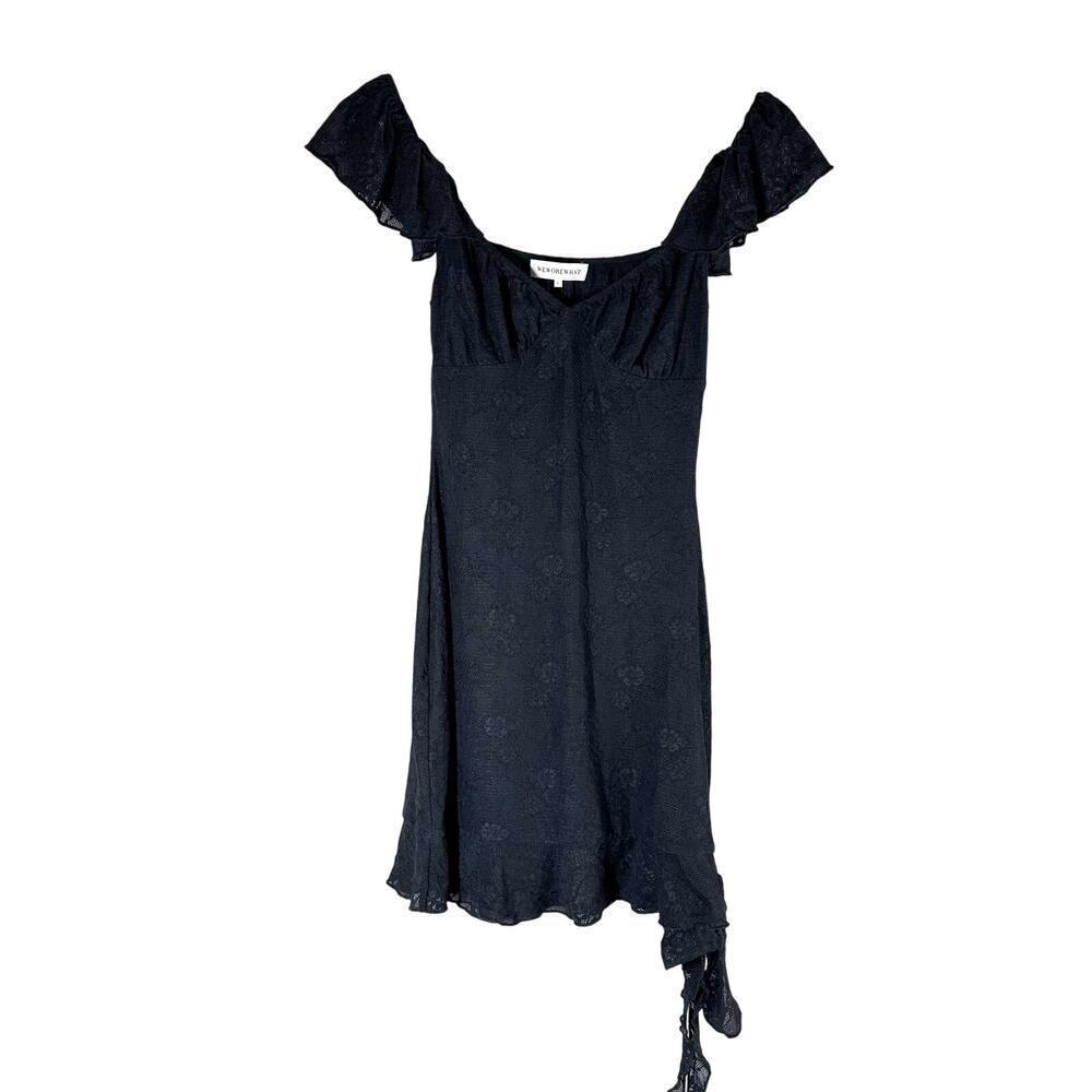 WeWoreWhat Asymmetrical Lace Black Mini Dress Size Small Stretch